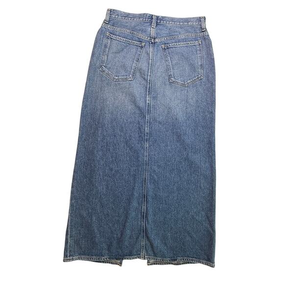 NWT AGOLDE Leif Low Slung Denim Maxi Skirt in Swing Blue Front Slit Size 26 - Picture 3 of 13